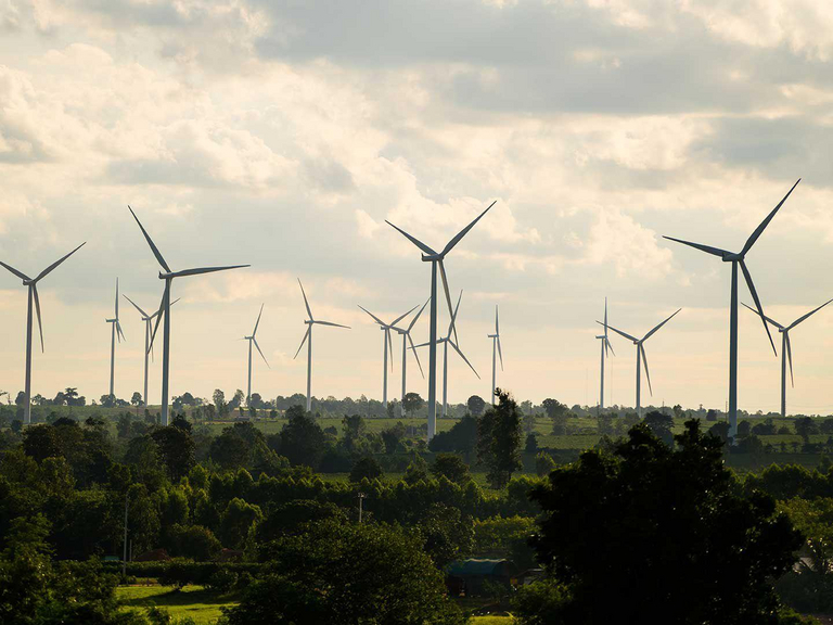 Windräder in der Landschaft